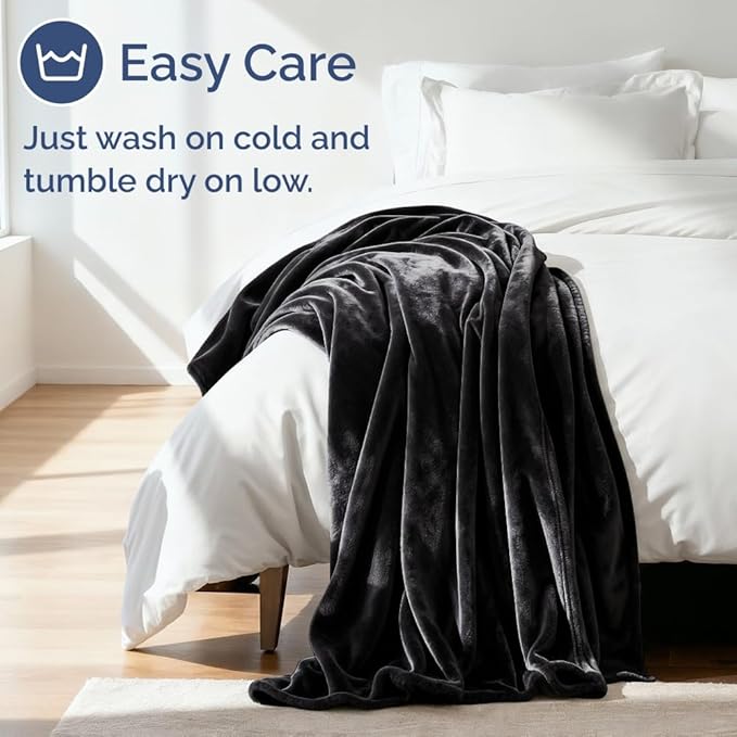 Ultra Soft Fleece Blanket Throw Size - Flannel Fleece Luxury Throw Blanket - Lightweight for Couch Bed Chair - Thick, Warm and Breathable - All Season Cozy Fuzzy, Anti-Static Microplush Bedding, Black