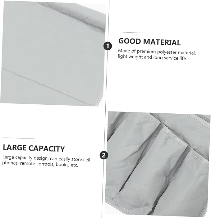 Amosfun Compact Hanging Storage Pouch Organizer for Sofa and Bed Practical Bedside Bag for Phone Chargers Books Water Bottle Versatile Grey Storage for Home and Dorm Use