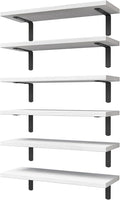 WOPITUES White Floating Shelves Set of 6,Wood for Bedroom,Modern Wall Decor,Bathroom Storage,Book Living Room[Upgraded]-White (HM011A)