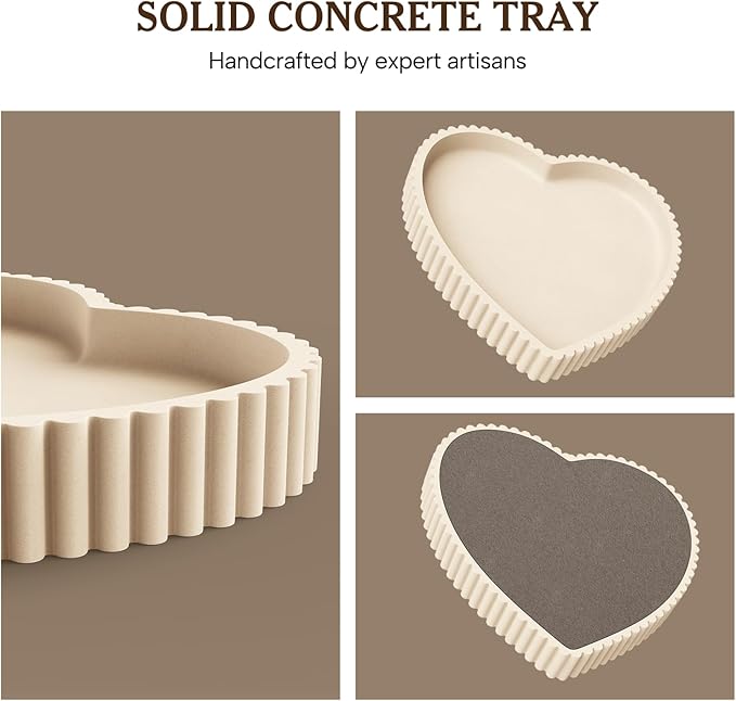 Heart Shape Decorative Tray for Coffee Table Decor, Concrete Tray Home Decor, Bandejas Decorativas, Heart Design Coffee Table Centerpiece