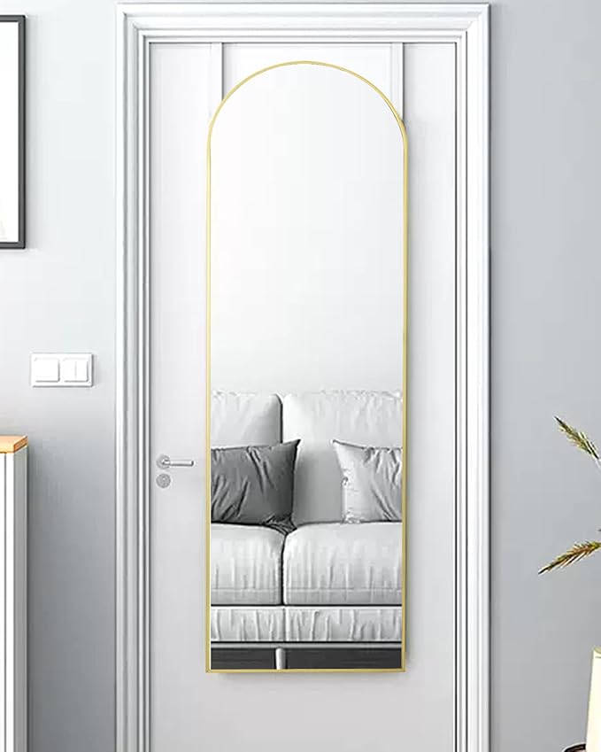 48"x14" Gold Full Length Mirror – Door Hanging Mirror, Over the Door Mirror for Bathroom, Bedroom, Living Room & Locker Room