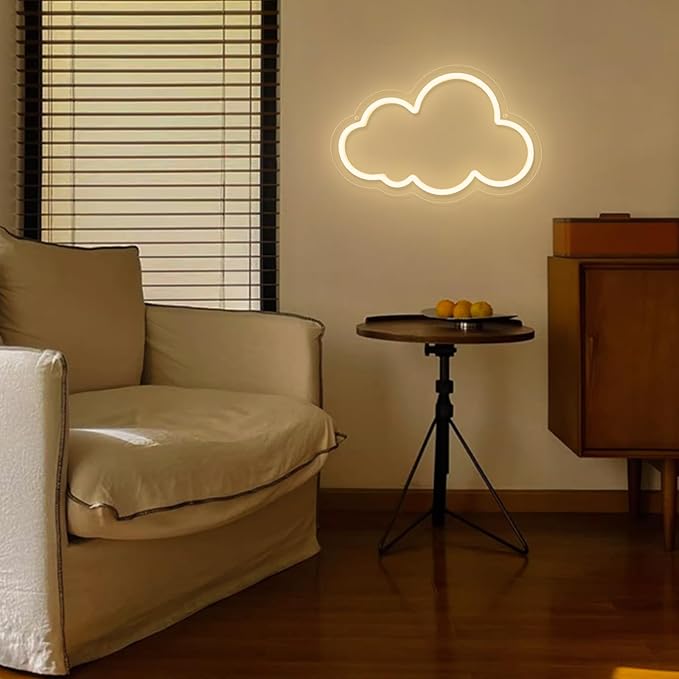 Cloud Neon Sign Cute Warm White Clouds LED Light Sign for Wall,13 * 7.9in Dimmable USB Floating Clouds Light Up Sign for Living Room Kid Bedroom Nursery Birthday Christmas Wedding Party decor