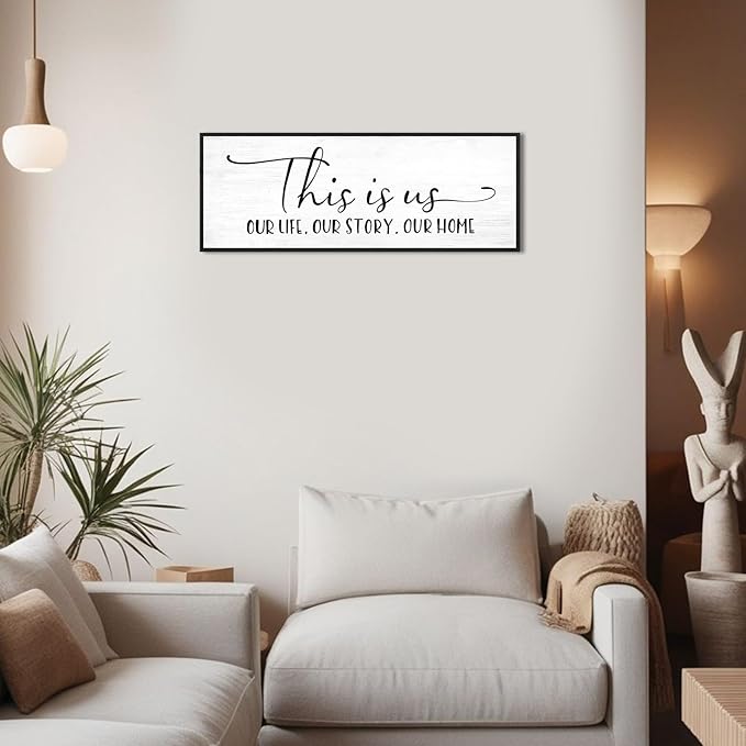 YPY This Is Us Family Wall Decor Sign for Living Room, Farmhouse Home Decor Wall Entryway Quotes Bedroom Decorative Plaques Art 32'' x 12''