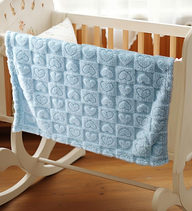 4 Pcs Baby Blankets for Boys Soft Toddler Small Blanket for Daycare, Fleece Kid Mini Blanket for Crib Baby Shower, 30 X 40, Blue