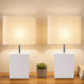lapupu 23" Wood Table Lamp Set of 2 for Living Room, Modern Bedside Lamps for Bedroom, Large Farmhouse Nightstand Lamp, Desk Lamps for End Table Home Decor, White