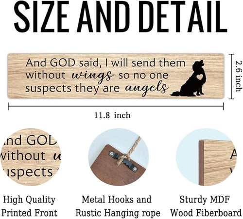 AGMDESIGN And God Said I Will Send Them Without Wings So No One Suspects They Are Angels Wooden Sign, Dog Cat Lovers Sign, Pet Lover Gifts for Woman Mother Aunt Grandma, Pet Commemorative Gifts
