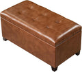 Homebeez 30" Faux Leather Storage Ottoman, End of Bed Bench, Upholstered Ottoman with Storage Bench for Living Room,Bedroom,Entryway