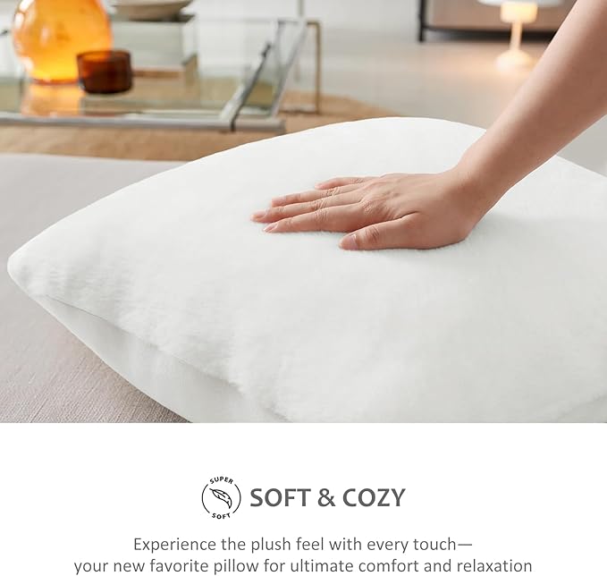 Pallene Faux Fur Plush Spring Throw Pillow Covers 16x16 Set of 2, Soft Fluffy Couch Pillow Covers for Living Room, White