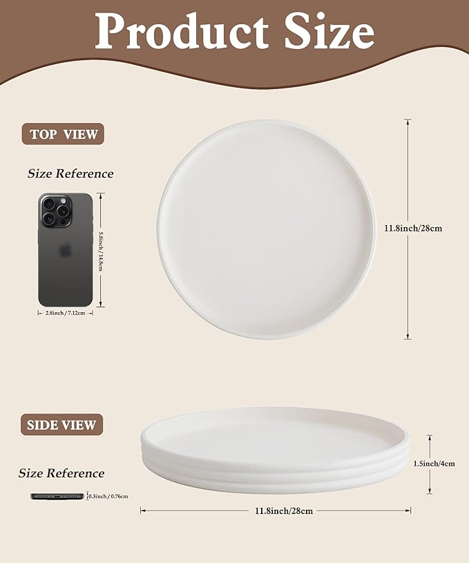 Coffee Table Tray for Home Decor, Modern Table centerpieces, Round Decorative Tray Table centerpieces Serving Tray for Living Room, Office, Dining Room, Kitchen Island（White）