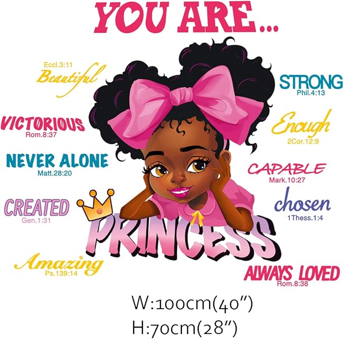 Runtoo Black Girl Inspirational Quotes Wall Decal African American Saying Wall Stickers Kids Girls Bedroom Living Room Home Decor