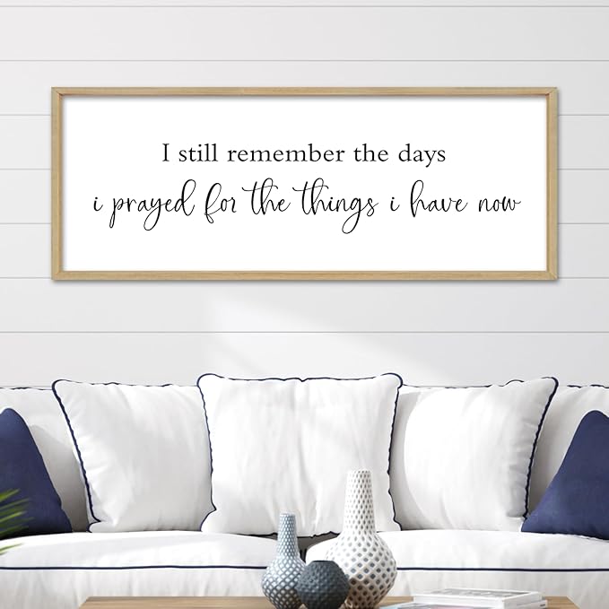 I Still Remember the Days I Prayed Sign 40''×15'' Bible Verse Wall Decor Home Bedroom Scripture Large Rustic Farmhouse Inspirational Wood Framed Plaque Wall Hanging Art (Wood)