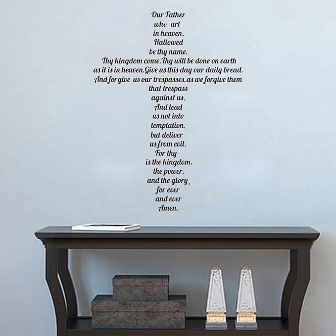 decalmile The Lord’s Prayer Wall Decals Quotes Our Father who Art in Heaven Inspirational Christian Bible Sayings Wall Stickers Living Room Bedroom Church Home Decor(Finished Size: 26 Inch x 34 Inch)