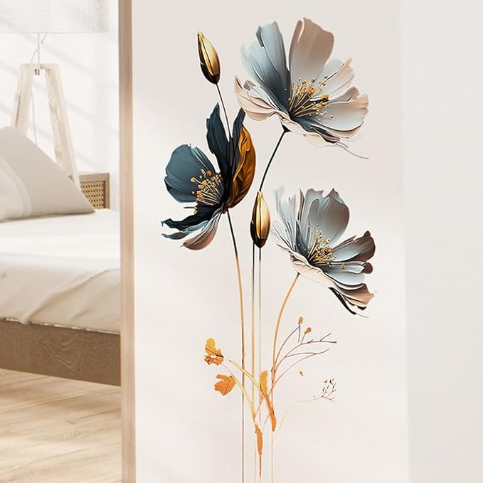 3D Wall Stickers DIY Flower Wall Decal Removable Waterproof Wall Art Decor for Bedroom Living Room Offices Home Decoration (Floral)