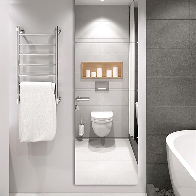 Full Length Wall Mirror Tiles, 14'' x 12'' x 4PCS, Frameless Full Body Mirror Tiles for Bedroom, shatterproof Non Glass Mirrors Wall Mounted for Home Gym, On The Door