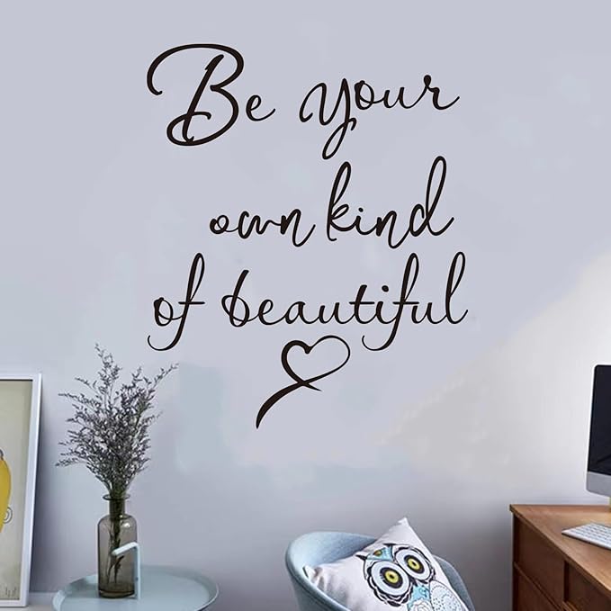 Inspirational Quotes Bathroom Wall Decals : Women Beautiful Home Positive Vinyl Art Wall Stickers - Living Room Bedroom Kitchen Family Wall Decor - Be Your Own Kind of Beatiful 20" X 24"