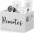DRASTAR Remote Control Holder, Wood TV Remote Holder, Remote Storage Caddy, Remote Control Organizer (White, 2 Slots)