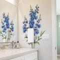 3D Wall Stickers DIY Flower Wall Decal Removable Waterproof Wall Art Decor for Bedroom Living Room Offices Home Decoration (Blue Delphinium)