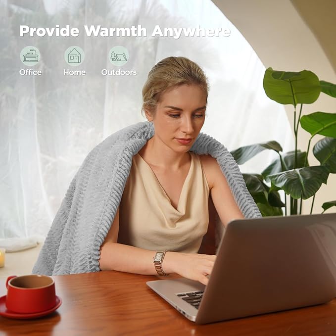 Heated Blanket Electric Blanket 50" x 60" - Cozy Soft Heated Throw with 5 Heating Levels & 3 Hours Auto Off,Machine Washable,ETL & FCC Certification(Frosty Blue)