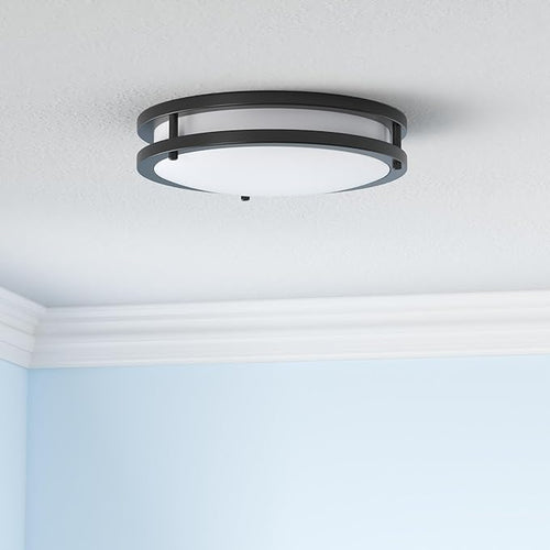 2-Pack 50W Dimmable Flush Mount Ceiling Lights, 16 Inch Black LED Ceiling Light with 5 Color Temperatures in One Selectable, 5400LM Modern Close to Ceiling Light Fixtures for Livingroom Dining Hallway