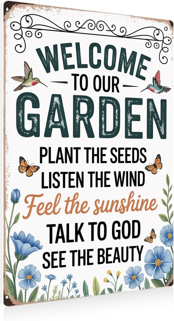 Cottagecore Garden Signs for Outside Decor Gifts Vintage Gardening Metal Tin Signs for Garden Home Greenhouse Living Room Bedroom Yard Outdoor Decor 8X12 Inch