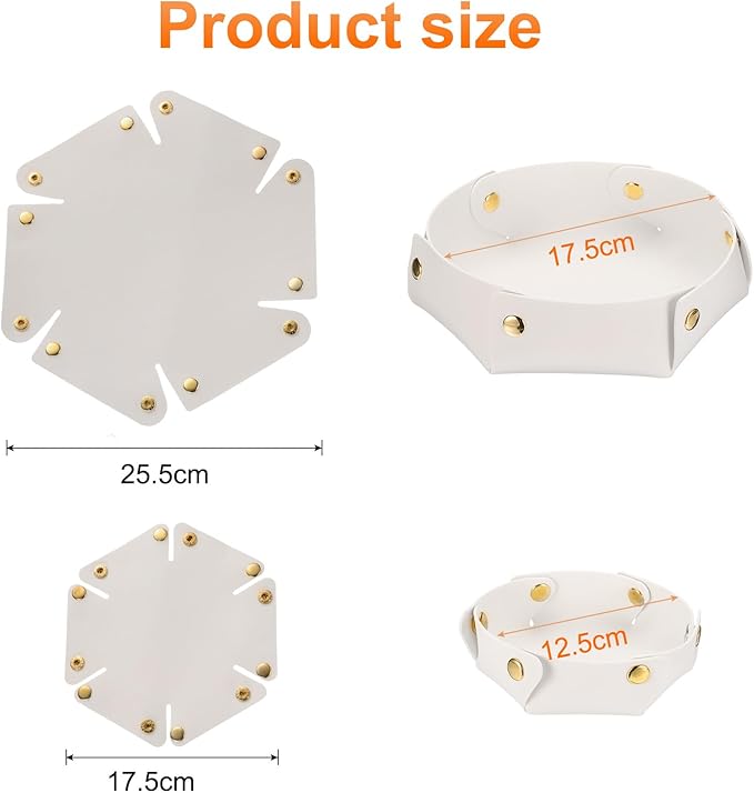 uxcell 2 Pcs Valet Tray for Women and Men, PU Leather Jewelry Tray Entryway Table Bedside Nightstand Catchall Storage Organizer for Jewelry Key Coin Watch Wallet (2 Size, White)