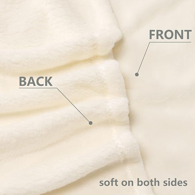 NANPIPER Fleece Blankets, Super Soft Flannel King Size Blanket for Bed, Luxury Cozy Microfiber Plush Fuzzy Blanket,Ivory White