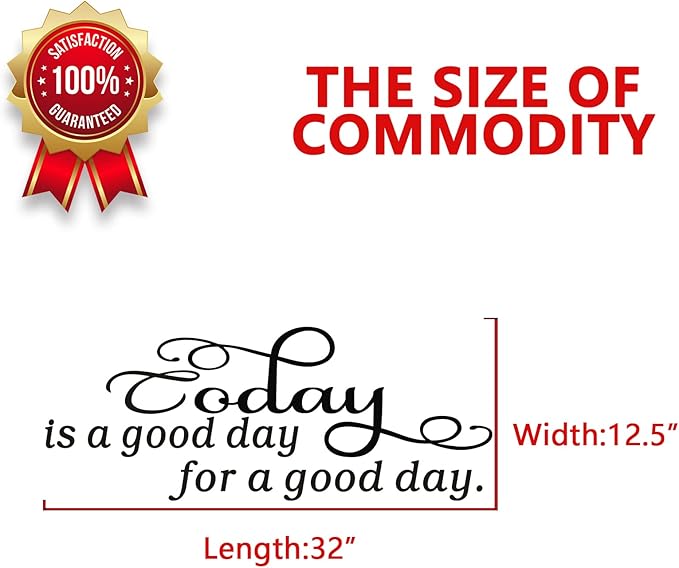 Wall Stickers, Wall Stickers Living Room, (Easy to Install), Wall Decor Decals Inspirational Quotes for Bedroom Nursery, Home Vinyl Art Family Decor Words, Today is A Good Day for A Good Day 32"X12.5"