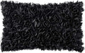MIULEE 3D Rose Flower Pillow Cover Decorative Spring Floral Romantic Stereo Chiffon Aesthetic Solid Pillowcase for Girl Bedroom Living Room Decor 12x20 Inch Black