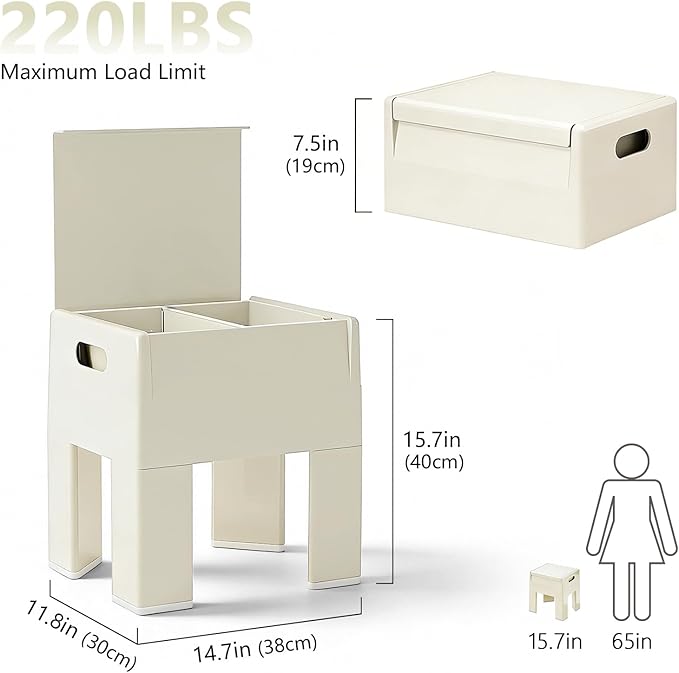 Nightstand Bedside with Storage Space, Multifunctional Colorful Plastic End Table Small Side Table for Bedroom, Dorm and Small Spaces, Easy Assembly(14.7" D x 11.8" W x 15.8" H, White)