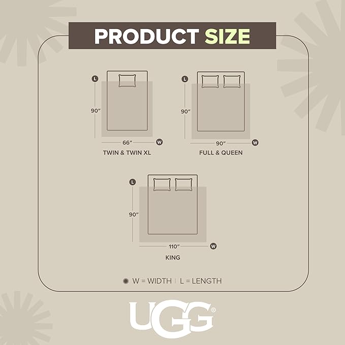 UGG Nita Full/Queen Blanket, Cozy Soft Queen Bedding, Plush Fleece Blanket for Bed, Extra Large Throw for Couch, Luxury Bedroom Decor, 90-inch x 90-inch, White Snow