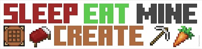 RoomMates RMK5007SCS Minecraft Eat Sleep Mine Create Quote Peel and Stick Wall Decal