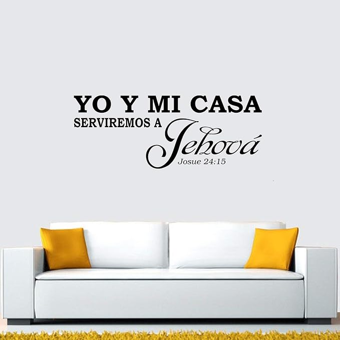 AnFigure Yo Y Mi Casa Serviremos A Jehová, Bible Verse Wall Decal, Living Room Quotes Scripture Christian Prayer Religious Faith Jesus God Bedroom Positive Home Art Decor Vinyl Stickers Espanol 23"x9"