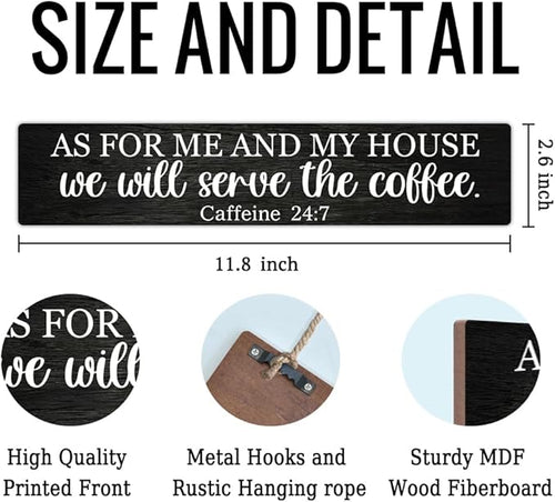 AGMDESIGN As For Me and My House We Will Serve The Coffee Wood Sign, Coffee Lover Gifts, Kitchen Dining Room Wall Decor for Shelf Desk Door, Farmhouse Living Room Cafe Restaurant Hanging Wooden Plaque