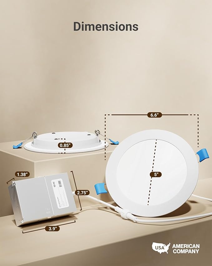 Sunco 12 Pack Recessed Lighting 6 Inch LED, Canless Ceiling Lights Slim with Junction Box, 1200 LM, 14W (100W Equivalent), 3000K Warm White, Dimmable, Wafer Thin, 50000 Lifetime Hours ETL.