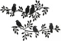 LOMOHOO Metal Birds Wall Decor Art Leaves 6 Birds on Vine Olive Branch Iron Sculptures Silhouette Metal Hanging Ornament Bedroom Living Room Indoor Outdoor Decoration