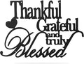 Hppybiry Thankful Grateful Blessed Wall Decor Black Metal Wall Art Thankful Grateful and Truly Blessed Sign Home Decor Entryway Living Room Decoration Signs - 36 Inches