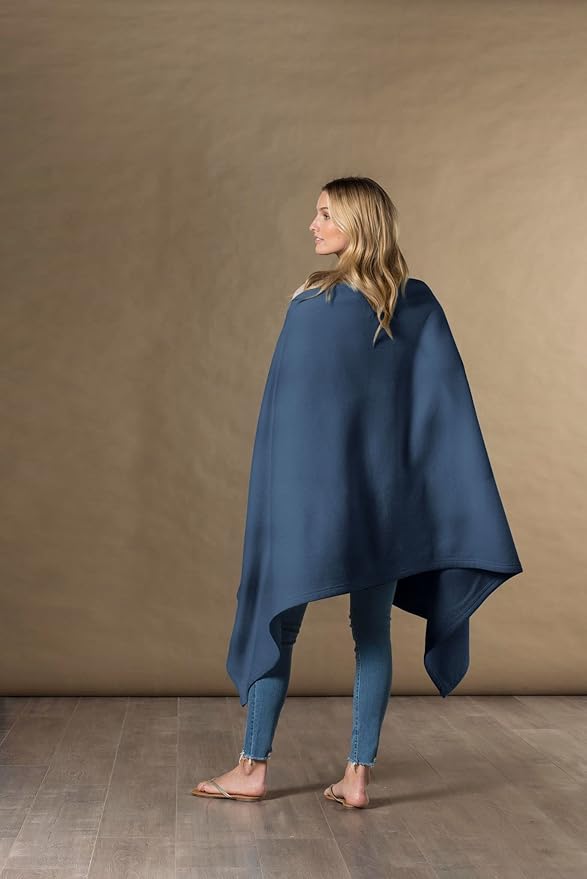 MV Sport Lightweight Sweatshirt Blanket Throw – Warm & Cozy, Breathable Oversized Fleece Knit, Couch, Bed, Travel, Cold Nights, and Outdoors – Soft Light Weight Blanket 54" x 84" Royal Heather