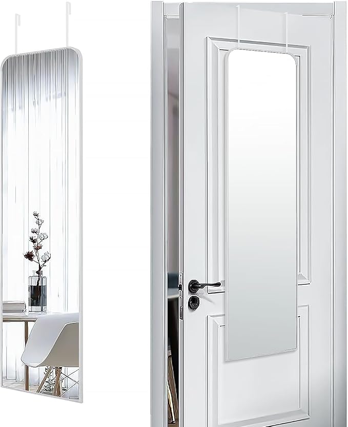 47x14 Mirror Full Length Door Hanging Wall Mounted Aluminum Alloy Metal Frame Dressing Make-up Save Space Half Body Mirrors for Entryway Bedroom Bathroom Living Room 47 inch Silver