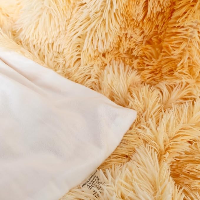 Plush Super Soft Blanket Bedding Sofa Cover Furry Fuzzy Fur Warm Throw Qulit Cozy Couch Blanket for Winter (51"x63",Tie Dye Yellow)