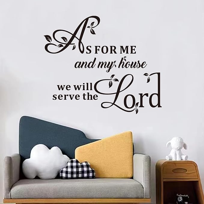 Inspirational Wall Stickers for Living Room: Bible Verse Christian Quotes Positive Vinyl Art Wall Decals - As for Me and My House 30" X 25"