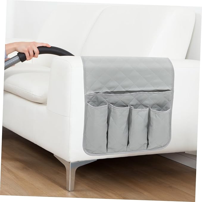 Amosfun 2pcs Bed Storage Organizer Hanging Pouch Bedside Bag for Phone Earphones Chargers Home Grey