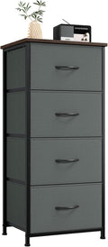 Somdot Dresser for Bedroom with 4 Drawers, Storage Organizer Chest of Drawers with Removable Fabric Bins for Closet Bedside Living Room Laundry Entryway Hallway, Charcoal Grey
