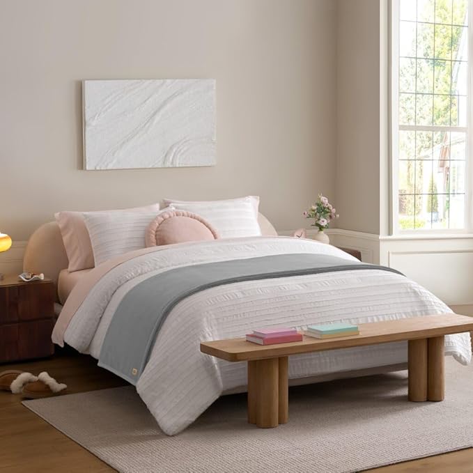 UGG Coco Queen Fleece Blanket for Bed – Luxury Room Decor, Plush & Warm Queen Blanket for Bed, Gifts for Teens and Women, 90" x 92", Seal Gray
