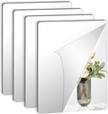 JUNEBRUSHS 4 Pack Self Adhesive Acrylic Mirrors, 12x 16 Inch Mirrors Tiles,Flexible Plastic Sheets Wall Stickers,2MM Thick Mirror,Frameless Small Mirror