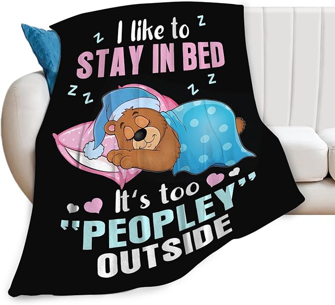 Funny Bear Throw Blanket Bear Gifts for Girls Boys Women Men Kids Adults Soft Flannel Fleece Blanket for Couch Sofa Bed Home Decor 60"x80"