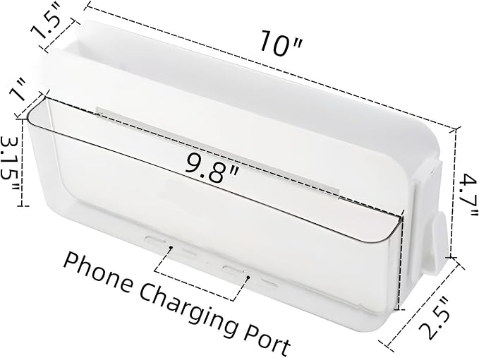 Adhesive Remote Control Holder Wall Mounted Phone Charging Holder Universal Controller Holder Wall Mount Storage Organizer Box No Drilling Home Office Desk (Bedside Shelf)