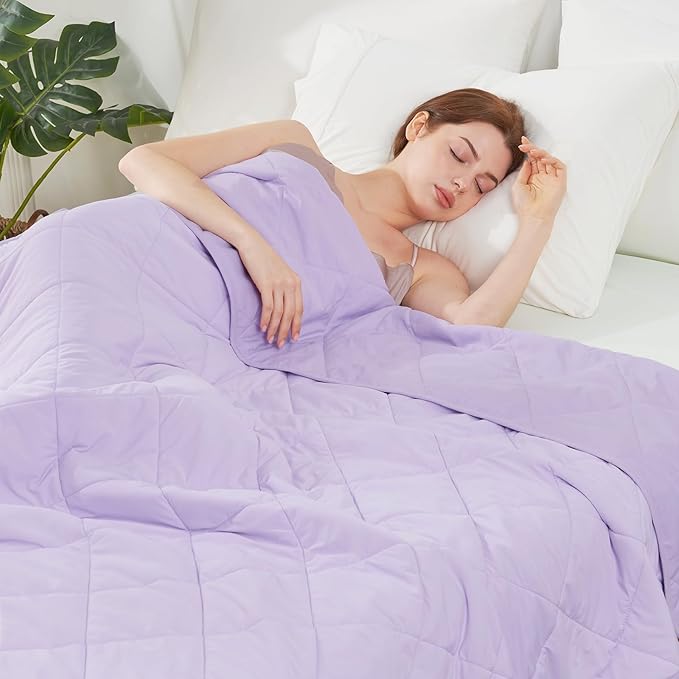 Cozy Bliss Cooling Blanket for Hot Sleepers King Size, Q-Max 0.45 Cooling Comfort, Cold Blankets for Night Sweats Sleeping, Ultra-Cool Lightweight Breathable Summer Blanket for Bed, Purple 108"x90"