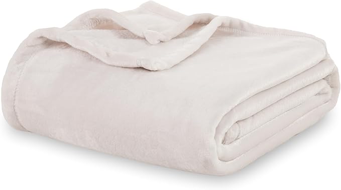 Berkshire Blanket Classic VelvetLoft® Solid Bed Blanket,Twin Size Bed Blanket,Lightweight Cozy Flannel Plush Blanket for Bed and Couch,Macadamia,60x92 Inches