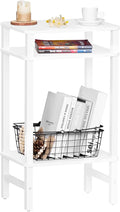 Side Table End Table Tall Night Stand 3-Tier for Living Room Bedroom Bathroom Office Furniture White