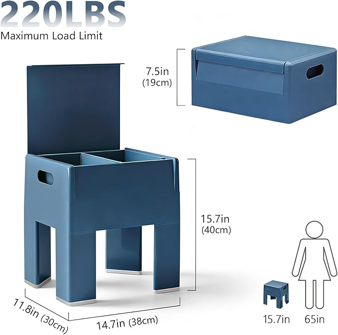 Nightstand Bedside Table with Storage Space, Multifunctional Colorful Plastic End Table Small Side Table for Bedroom, Dorm and Small Spaces, Easy Assembly(14.7" D x 11.8" W x 15.8" H, Blue)
